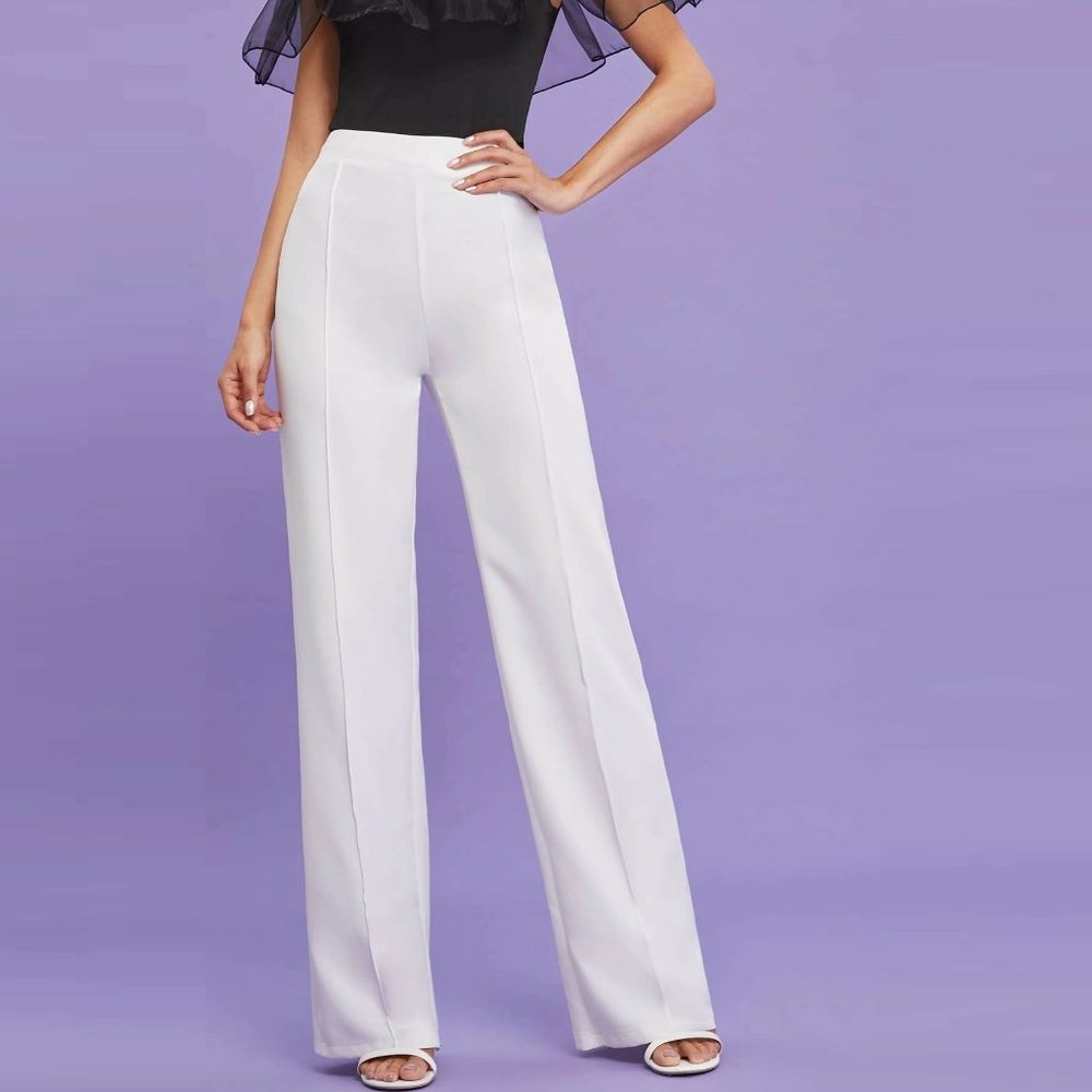 SHEIN White Wide Leg Dress Pant Size M